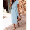 imageZESICA Womens Summer Short Sleeve Bodycon Midi Dresses 2025 Casual Crewneck Knit Wrap Tie Waist T Shirt Long DressBlue