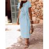 imageZESICA Womens Summer Short Sleeve Bodycon Midi Dresses 2025 Casual Crewneck Knit Wrap Tie Waist T Shirt Long DressBlue