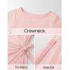 imageZESICA Womens Summer Short Sleeve Bodycon Midi Dresses 2025 Casual Crewneck Knit Wrap Tie Waist T Shirt Long DressDusty Pink