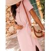 imageZESICA Womens Summer Short Sleeve Bodycon Midi Dresses 2025 Casual Crewneck Knit Wrap Tie Waist T Shirt Long DressDusty Pink