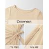 imageZESICA Womens Summer Short Sleeve Bodycon Midi Dresses 2025 Casual Crewneck Knit Wrap Tie Waist T Shirt Long DressKhaki