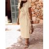 imageZESICA Womens Summer Short Sleeve Bodycon Midi Dresses 2025 Casual Crewneck Knit Wrap Tie Waist T Shirt Long DressKhaki