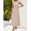 imageZESICA Womens Summer Sleeveless Tank Maxi Dress 2025 Mock Neck Ribbed Knit High Waist Flowy Wedding Guest Long DressesApricot