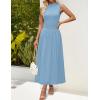 imageZESICA Womens Summer Sleeveless Tank Maxi Dress 2025 Mock Neck Ribbed Knit High Waist Flowy Wedding Guest Long DressesBlue