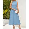 imageZESICA Womens Summer Sleeveless Tank Maxi Dress 2025 Mock Neck Ribbed Knit High Waist Flowy Wedding Guest Long DressesBlue