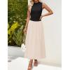 imageZESICA Womens Summer Sleeveless Tank Maxi Dress 2025 Mock Neck Ribbed Knit High Waist Flowy Wedding Guest Long DressesDim