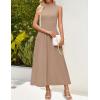 imageZESICA Womens Summer Sleeveless Tank Maxi Dress 2025 Mock Neck Ribbed Knit High Waist Flowy Wedding Guest Long DressesKhaki