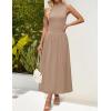 imageZESICA Womens Summer Sleeveless Tank Maxi Dress 2025 Mock Neck Ribbed Knit High Waist Flowy Wedding Guest Long DressesKhaki