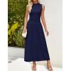 imageZESICA Womens Summer Sleeveless Tank Maxi Dress 2025 Mock Neck Ribbed Knit High Waist Flowy Wedding Guest Long DressesNavy