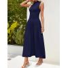 imageZESICA Womens Summer Sleeveless Tank Maxi Dress 2025 Mock Neck Ribbed Knit High Waist Flowy Wedding Guest Long DressesNavy