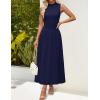 imageZESICA Womens Summer Sleeveless Tank Maxi Dress 2025 Mock Neck Ribbed Knit High Waist Flowy Wedding Guest Long DressesNavy