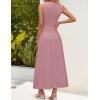 imageZESICA Womens Summer Sleeveless Tank Maxi Dress 2025 Mock Neck Ribbed Knit High Waist Flowy Wedding Guest Long DressesPink