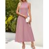 imageZESICA Womens Summer Sleeveless Tank Maxi Dress 2025 Mock Neck Ribbed Knit High Waist Flowy Wedding Guest Long DressesPink