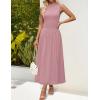 imageZESICA Womens Summer Sleeveless Tank Maxi Dress 2025 Mock Neck Ribbed Knit High Waist Flowy Wedding Guest Long DressesPink
