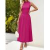 imageZESICA Womens Summer Sleeveless Tank Maxi Dress 2025 Mock Neck Ribbed Knit High Waist Flowy Wedding Guest Long DressesRose