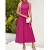 imageZESICA Womens Summer Sleeveless Tank Maxi Dress 2025 Mock Neck Ribbed Knit High Waist Flowy Wedding Guest Long DressesRose