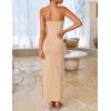 imageZESICA Womens Summer Strapless Bodycon Maxi Dress 2025 Ribbed Knit Backless Floral Tube Cocktail Party Long DressesApricot