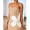 imageZESICA Womens Summer Strapless Bodycon Maxi Dress 2025 Ribbed Knit Backless Floral Tube Cocktail Party Long DressesApricot