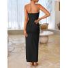 imageZESICA Womens Summer Strapless Bodycon Maxi Dress 2025 Ribbed Knit Backless Floral Tube Cocktail Party Long DressesBlack