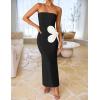imageZESICA Womens Summer Strapless Bodycon Maxi Dress 2025 Ribbed Knit Backless Floral Tube Cocktail Party Long DressesBlack