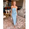 imageZESICA Womens Summer Strapless Bodycon Maxi Dress 2025 Ribbed Knit Backless Floral Tube Cocktail Party Long DressesBlue