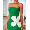 imageZESICA Womens Summer Strapless Bodycon Maxi Dress 2025 Ribbed Knit Backless Floral Tube Cocktail Party Long DressesGreen