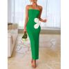 imageZESICA Womens Summer Strapless Bodycon Maxi Dress 2025 Ribbed Knit Backless Floral Tube Cocktail Party Long DressesGreen