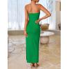 imageZESICA Womens Summer Strapless Bodycon Maxi Dress 2025 Ribbed Knit Backless Floral Tube Cocktail Party Long DressesGreen