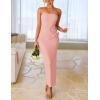 imageZESICA Womens Summer Strapless Bodycon Maxi Dress 2025 Ribbed Knit Backless Floral Tube Cocktail Party Long DressesPink