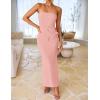 imageZESICA Womens Summer Strapless Bodycon Maxi Dress 2025 Ribbed Knit Backless Floral Tube Cocktail Party Long DressesPink