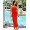 imageZESICA Womens Summer Strapless Bodycon Maxi Dress 2025 Ribbed Knit Backless Floral Tube Cocktail Party Long DressesRed