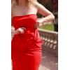 imageZESICA Womens Summer Strapless Bodycon Maxi Dress 2025 Ribbed Knit Backless Floral Tube Cocktail Party Long DressesRed