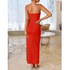imageZESICA Womens Summer Strapless Bodycon Maxi Dress 2025 Ribbed Knit Backless Floral Tube Cocktail Party Long DressesRed