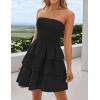 imageZESICA Womens Summer Strapless Smocked Tube Dress 2025 Off Shoulder Ruffle Tiered Flowy Beach Boho Mini SundressBlack