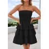 imageZESICA Womens Summer Strapless Smocked Tube Dress 2025 Off Shoulder Ruffle Tiered Flowy Beach Boho Mini SundressBlack
