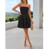 imageZESICA Womens Summer Strapless Smocked Tube Dress 2025 Off Shoulder Ruffle Tiered Flowy Beach Boho Mini SundressBlack