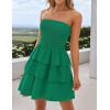 imageZESICA Womens Summer Strapless Smocked Tube Dress 2025 Off Shoulder Ruffle Tiered Flowy Beach Boho Mini SundressGreen