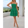imageZESICA Womens Summer Strapless Smocked Tube Dress 2025 Off Shoulder Ruffle Tiered Flowy Beach Boho Mini SundressGreen