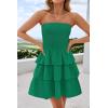 imageZESICA Womens Summer Strapless Smocked Tube Dress 2025 Off Shoulder Ruffle Tiered Flowy Beach Boho Mini SundressGreen