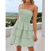 imageZESICA Womens Summer Strapless Smocked Tube Dress 2025 Off Shoulder Ruffle Tiered Flowy Beach Boho Mini SundressMint