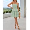 imageZESICA Womens Summer Strapless Smocked Tube Dress 2025 Off Shoulder Ruffle Tiered Flowy Beach Boho Mini SundressMint