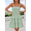 imageZESICA Womens Summer Strapless Smocked Tube Dress 2025 Off Shoulder Ruffle Tiered Flowy Beach Boho Mini SundressMint