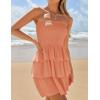 imageZESICA Womens Summer Strapless Smocked Tube Dress 2025 Off Shoulder Ruffle Tiered Flowy Beach Boho Mini SundressPeach