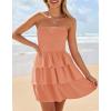imageZESICA Womens Summer Strapless Smocked Tube Dress 2025 Off Shoulder Ruffle Tiered Flowy Beach Boho Mini SundressPeach