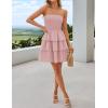 imageZESICA Womens Summer Strapless Smocked Tube Dress 2025 Off Shoulder Ruffle Tiered Flowy Beach Boho Mini SundressPink