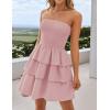 imageZESICA Womens Summer Strapless Smocked Tube Dress 2025 Off Shoulder Ruffle Tiered Flowy Beach Boho Mini SundressPink