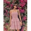 imageZESICA Womens Summer Strapless Smocked Tube Dress 2025 Off Shoulder Ruffle Tiered Flowy Beach Boho Mini SundressPink