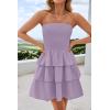 imageZESICA Womens Summer Strapless Smocked Tube Dress 2025 Off Shoulder Ruffle Tiered Flowy Beach Boho Mini SundressPurple