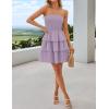 imageZESICA Womens Summer Strapless Smocked Tube Dress 2025 Off Shoulder Ruffle Tiered Flowy Beach Boho Mini SundressPurple