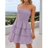 imageZESICA Womens Summer Strapless Smocked Tube Dress 2025 Off Shoulder Ruffle Tiered Flowy Beach Boho Mini SundressPurple